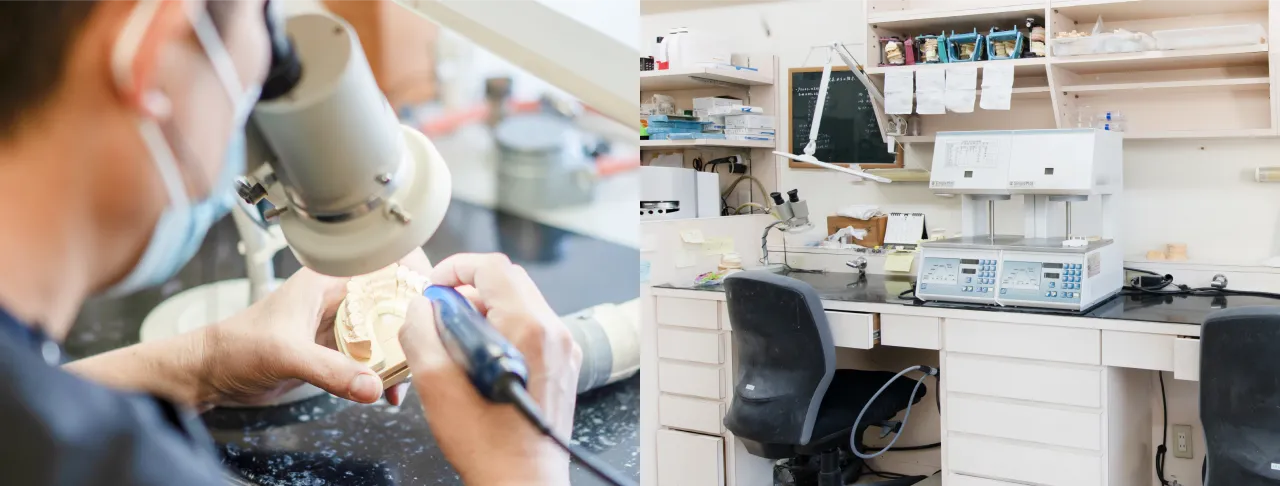 院内ラボでの技工士の作業風景